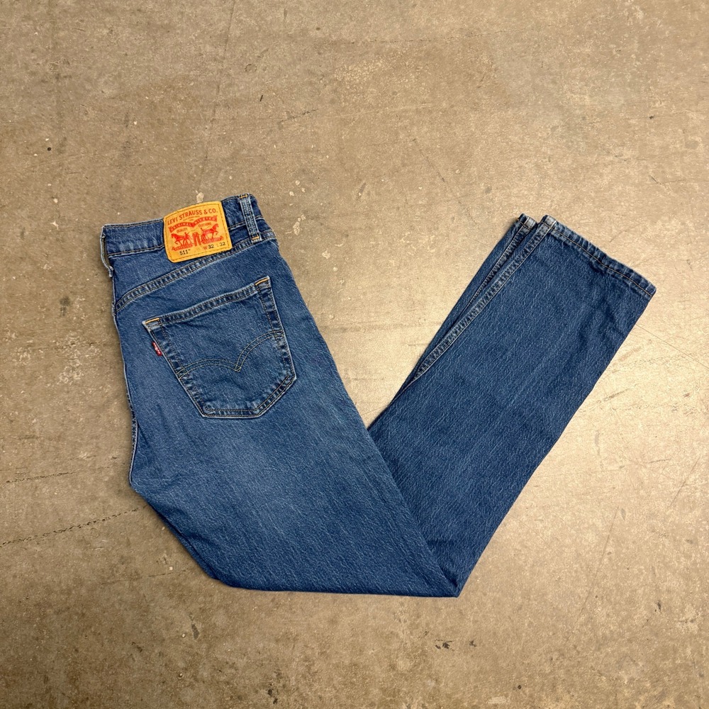 Levis 511 Slim Fit Mens Blue‎ Denim Jeans Medium Wash 32x32 Tapered Leg